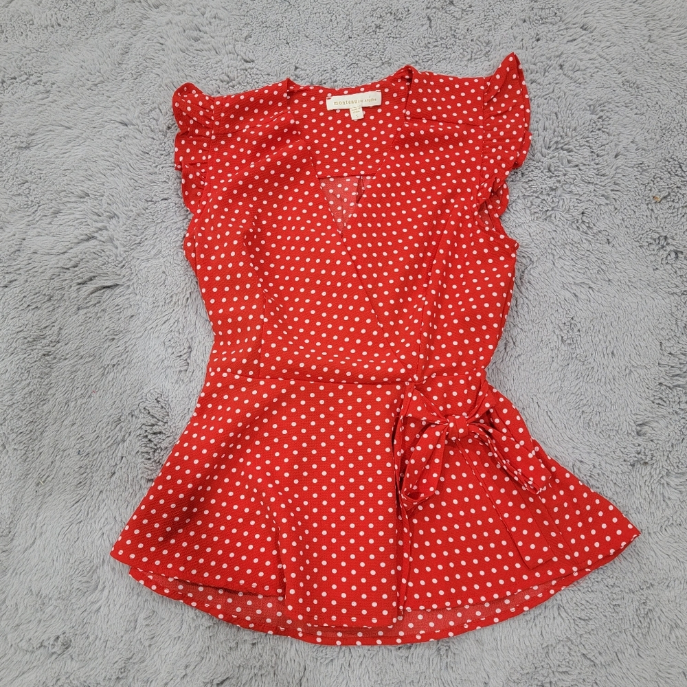 Red polka dot top